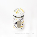 High-quality Black gold white background printing 6pcs spice jar set spice bottle glass jars set for kitchen